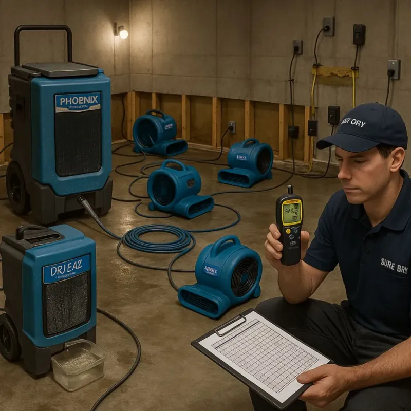 Structural Drying and Dehumidification process in Four Corners, MD